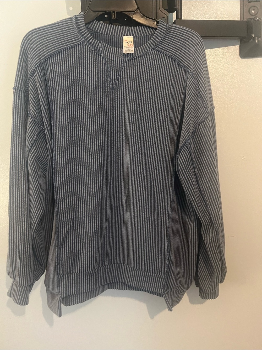 7th Ray Ribbed Crew Sweatshirt in Blue